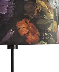Stojací lampa černá se sametovými odstíny květin 35 cm - Parte