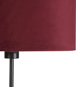 Stojací lampa černá se sametovým odstínem červená se zlatem 35 cm - Parte