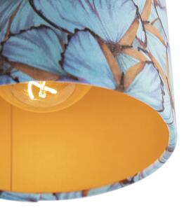 Stropní lampa s velurovými odstíny motýlů se zlatem 20 cm - černá Combi