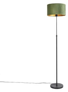 Stojací lampa černá se sametovým odstínem zelené se zlatem 35 cm - Parte