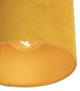 Stropní lampa s velurovým stínidlem okrová se zlatem 20 cm - černá Combi