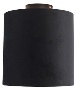 Stropní lampa s velurovým odstínem černá se zlatem 25 cm - černá Combi