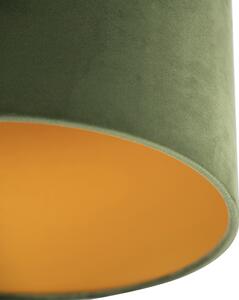 Stropní svítidlo s velurovým odstínem zelené se zlatem 25 cm - černá Combi