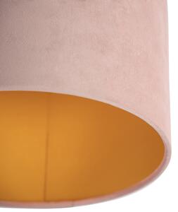 Stropní lampa s velurovým odstínem starorůžová se zlatem 25 cm - černá Combi
