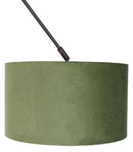 Závěsná lampa s velurovým odstínem zelená se zlatem 35 cm - Blitz I černá