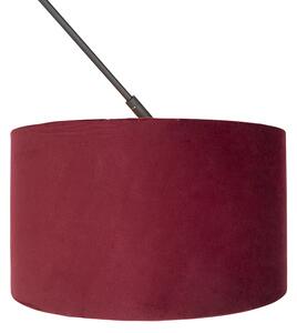 Závěsná lampa s velurovým odstínem červená se zlatem 35 cm - Blitz I černá