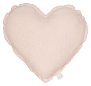COTTON & SWEETS Polštářek Lněný srdce pudrová růžová, 44 cm