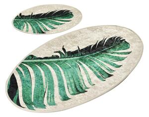 Zeleno-béžové koupelnové předložky v sadě 2 ks 60x100 cm Floret – Foutastic