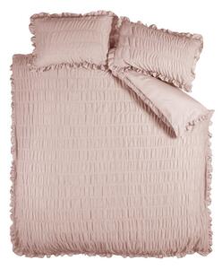 Růžové krepové povlečení na dvoulůžko 200x200 cm Seersucker Frill – Catherine Lansfield