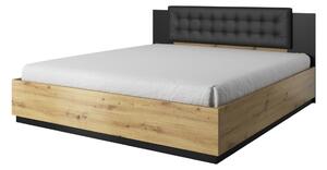 Manželská postel SEGAL + rošt, 180x200, artisan/černá
