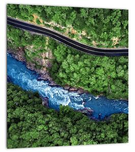 Obraz - Řeka mezi horami, Kavkaz, Rusko (30x30 cm)