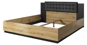 Manželská postel SEGAL + rošt, 180x200, artisan/černá