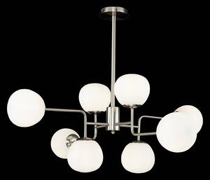 Maytoni Závěsná lampa Erich, barva nikl, sklo/kov, 8 světel., stmívatelný, Hliník / šedá / zinek, Obývací pokoj / jídelna, kov, Moderní, Koule