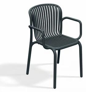 Brene Stohovatelná židle s područkami, 53 × 57,5 × 82,5 cm, plast, šedá