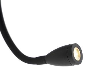 Moderní nástěnné svítidlo černé 2-světlo s USB a flex ramenem - Flero