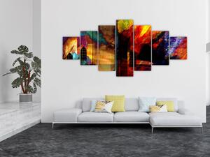 Obraz - Barevná abstrakce města (210x100 cm)