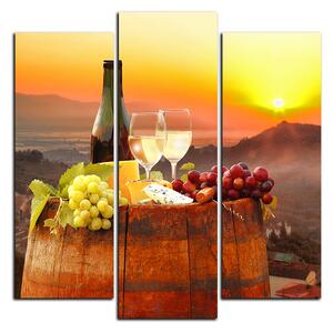 Obraz na plátně - Láhev vína na vinici - čtverec 3152C (75x75 cm)