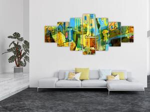 Obraz - Architektura, kubistická abstrakce (210x100 cm)