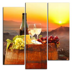 Obraz na plátně - Láhev vína na vinici - čtverec 3152D (75x75 cm)