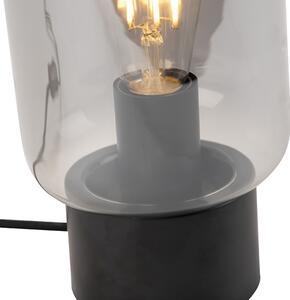 Designová stolní lampa černá s kouřovým sklem - Bliss Cute