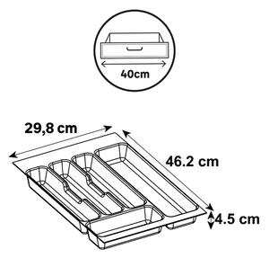 ADEO Vložka / příborník do 40cm šuplíku - CUTLERY šedý plast 30 x 46 cm