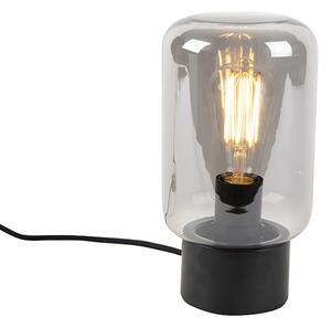 Designová stolní lampa černá s kouřovým sklem - Bliss Cute