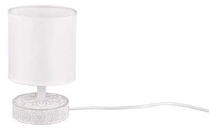 Trio Leuchten R50980101 MARIE - Stolní keramická lampička v bílé barvě 1 x E14, 20cm (Stolní bílá lampa s keramickým podstavcem a textilním stínidlem)