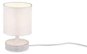 Trio Leuchten R50980101 MARIE - Stolní keramická lampička v bílé barvě 1 x E14, 20cm (Stolní bílá lampa s keramickým podstavcem a textilním stínidlem)