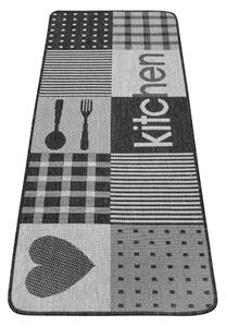 Šedý kuchyňský běhoun Hanse Home Weave Patchwork Kitchen, 70 x 180 cm