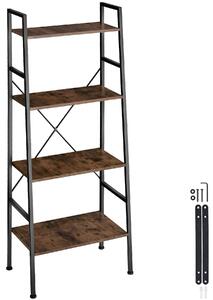 Tectake Žebříkový regál Liverpool industrial 61,5 x 36,5 x 150 cm - Industriální dřevo tmavé, rustikální