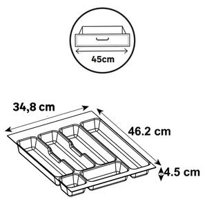 ADEO Vložka / příborník do 45cm šuplíku - CUTLERY šedý plast 35 x 46 cm