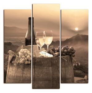 Obraz na plátně - Láhev vína na vinici - čtverec 3152FC (75x75 cm)