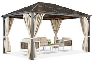 Zahradní altán Milos 3x4 m s moskytiérou a krémovými závěsy Garden Point