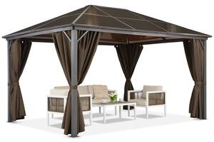 Zahradní altán Milos 3x4m s moskytiérou a hnědými závěsy Garden Point
