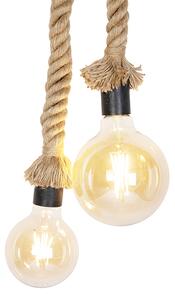 Venkovská závěsná lampa z lana 2-light - Ropa
