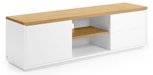 Bílý TV stolek v dekoru dubu 150x44x36 cm Abilen – Kave Home