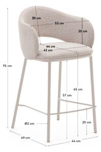 Krémová barová židle (výška sedáku 65 cm) Maina – Kave Home 5
