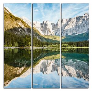 Obraz na plátně - Alpské štíty odrážející se v klidném jezeře - čtverec 3157B (75x75 cm)