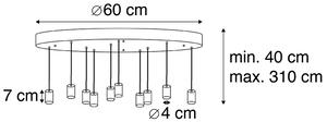 Moderní závěsná lampa černá 60 cm 10 světel - Facil