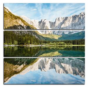 Obraz na plátně - Alpské štíty odrážející se v klidném jezeře - čtverec 3157D (75x75 cm)