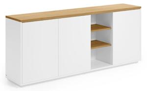 Bílá komoda v dekoru dubu 180x75x36 cm Abilen – Kave Home