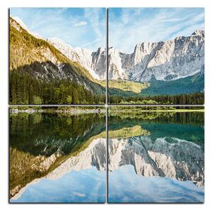 Obraz na plátně - Alpské štíty odrážející se v klidném jezeře - čtverec 3157E (60x60 cm)