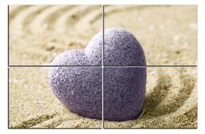 Obraz na plátně - Kámen ve tvaru srdce na písku 1161E (90x60 cm)