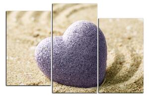 Obraz na plátně - Kámen ve tvaru srdce na písku 1161D (90x60 cm)