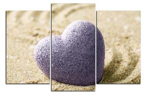 Obraz na plátně - Kámen ve tvaru srdce na písku 1161C (90x60 cm)