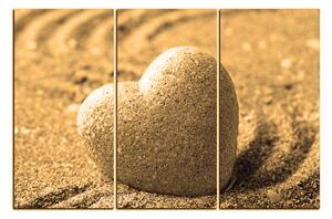 Obraz na plátně - Kámen ve tvaru srdce na písku 1161FB (90x60 cm )