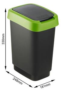 Odpadkový koš SWING TWIST černá a zelená 10 l