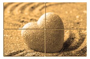 Obraz na plátně - Kámen ve tvaru srdce na písku 1161FE (150x100 cm)