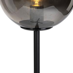 Stojací lampa ve stylu art deco černá s kouřovým sklem - Pallon