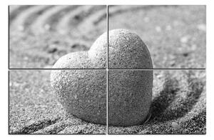 Obraz na plátně - Kámen ve tvaru srdce na písku 1161QE (150x100 cm)